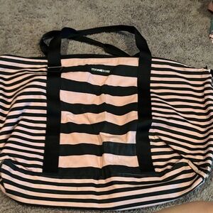 Victoria's Secret Pink and Black Striped Tote